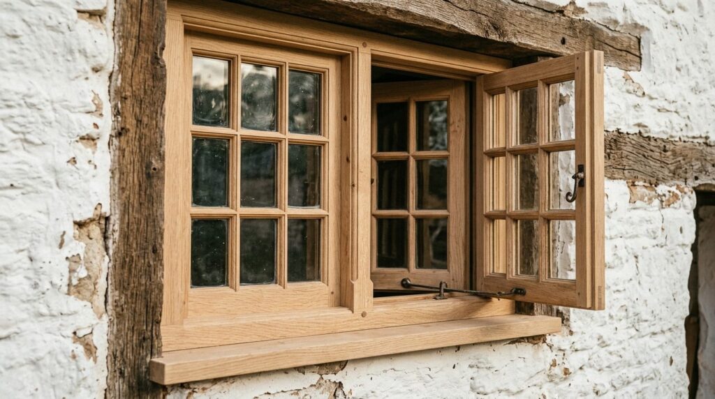 Close-up detail shot of a custom-made traditional farmhouse 